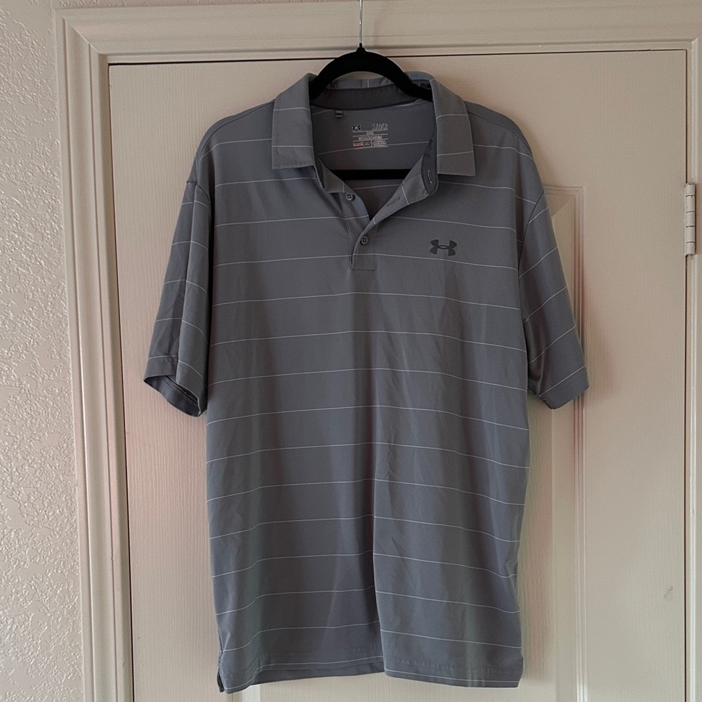 Under Armour Men's Polo in Gray with Stripes